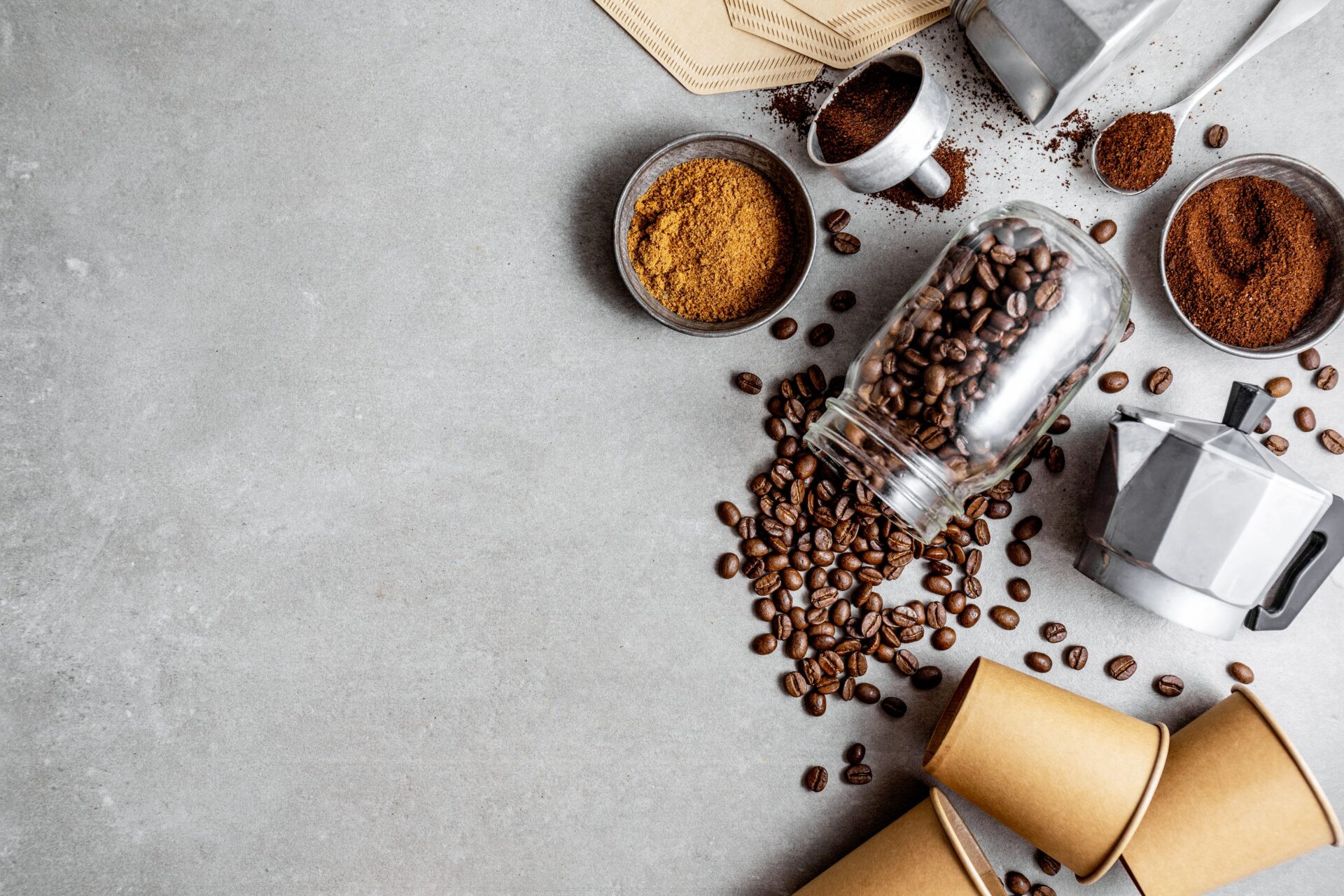 ingredients making coffee flat lay min